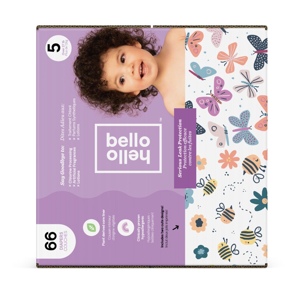 Hello Bello Club Diaper - Bees/Butterflies - Girl - Size 5 (12kg+) - 66pcs