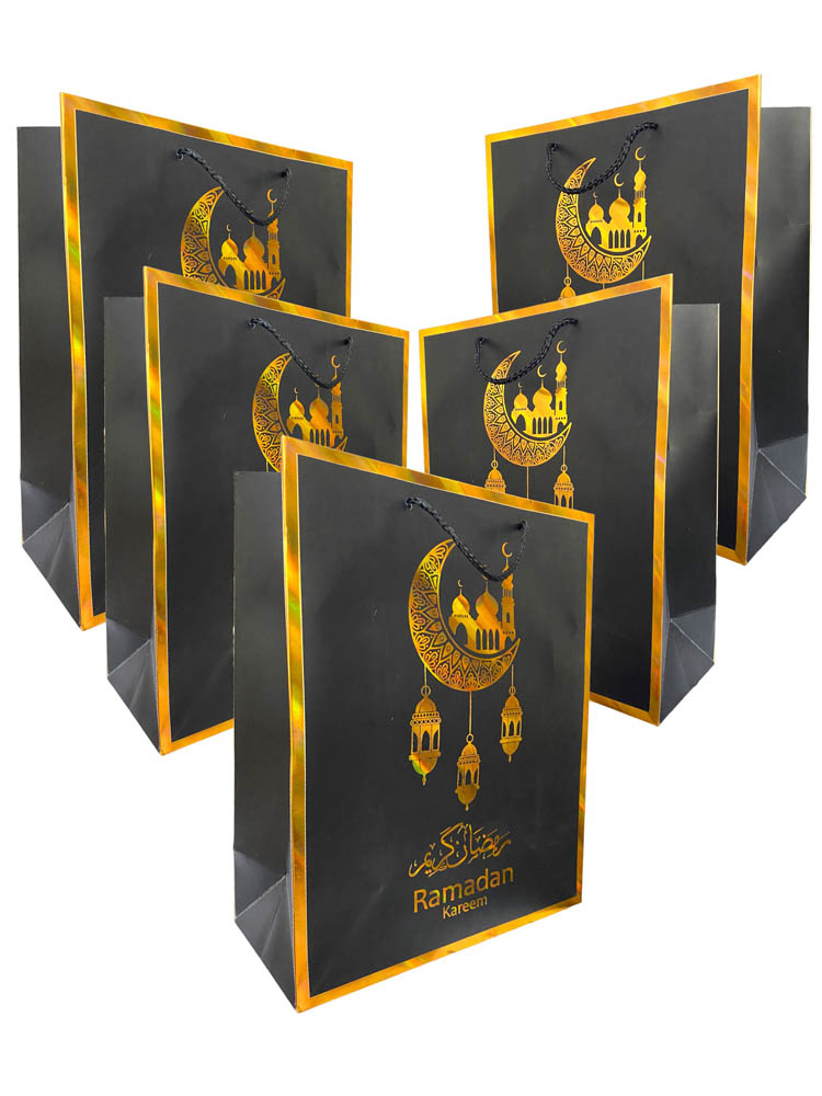 Highland - 6 Pc Black & Gold Ramadan Kareem Gift Bags