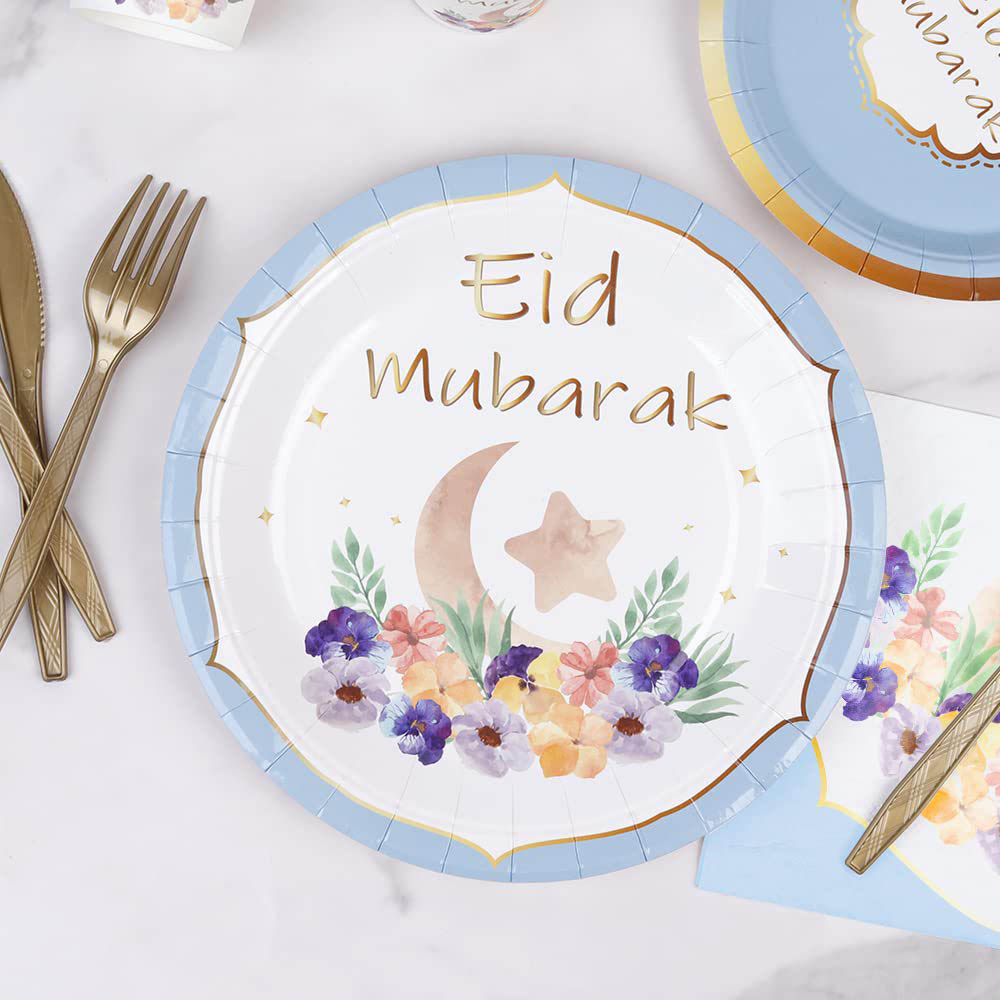 Highland - Eid Mubarak Plates and Cups Tableware Set - 64 Pc