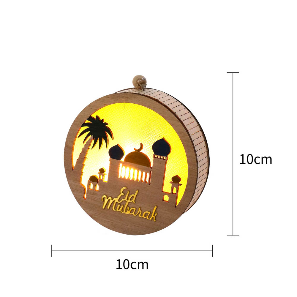 Highland - Wooden Round LED Eid Mubarak Light Decorations