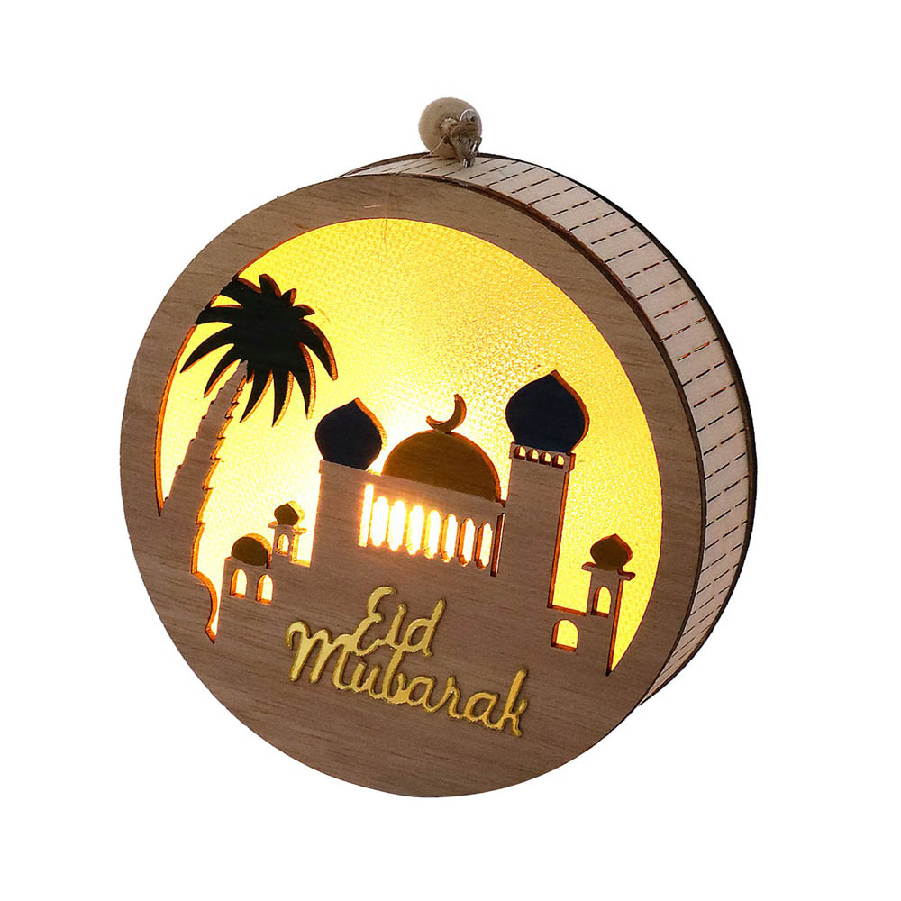 Highland - Wooden Round LED Eid Mubarak Light Decorations