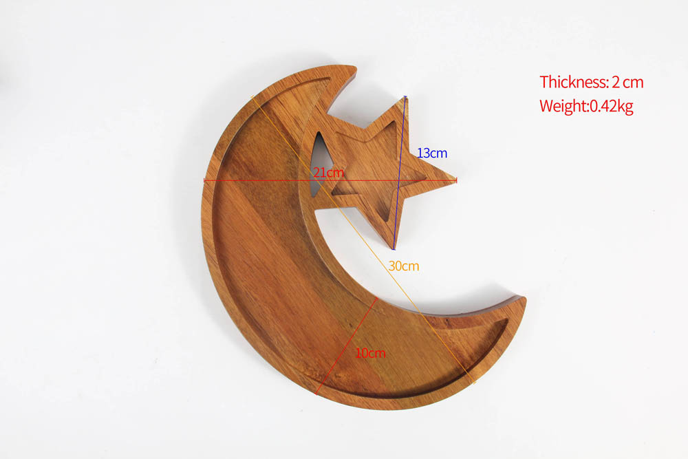 HilalFul - Acacia Wood Tray - Moon Star