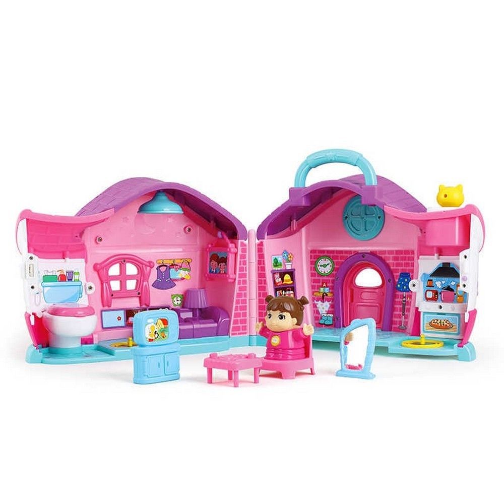 Hola - Simulation House Miniature Furniture Toys Wood Furniture Set Dolls for Baby Gifts - Pink