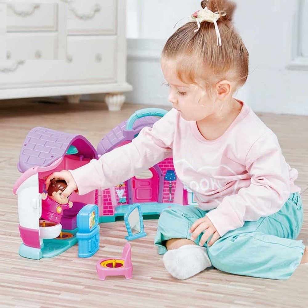 Hola - Simulation House Miniature Furniture Toys Wood Furniture Set Dolls for Baby Gifts - Pink