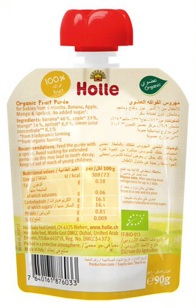 Holle - Peach Banana, Apple, Mango & Apricot - 90gm