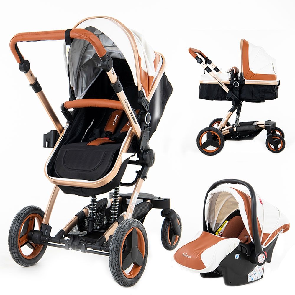 Belecoo 8 White & Beige - 4 in 1 Luxury Travel System