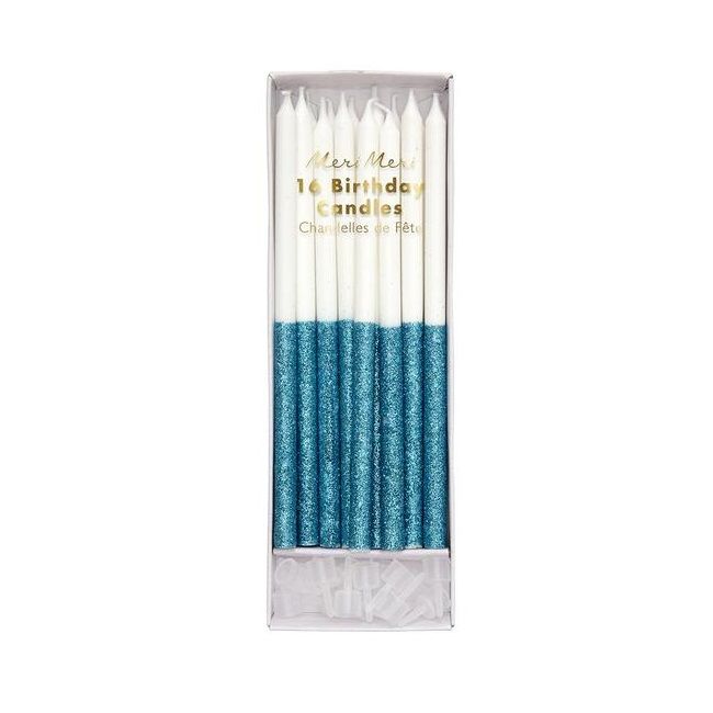 Meri Meri Blue Glitter Dipped Candles