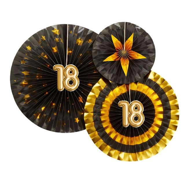 Neviti Glitz & Glamour Pinwheels - Black & Gold - 18th Birthday