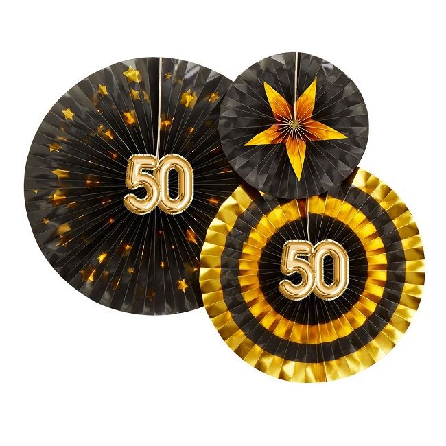 Neviti Glitz & Glamour Pinwheels - Black & Gold - 50th Birthday