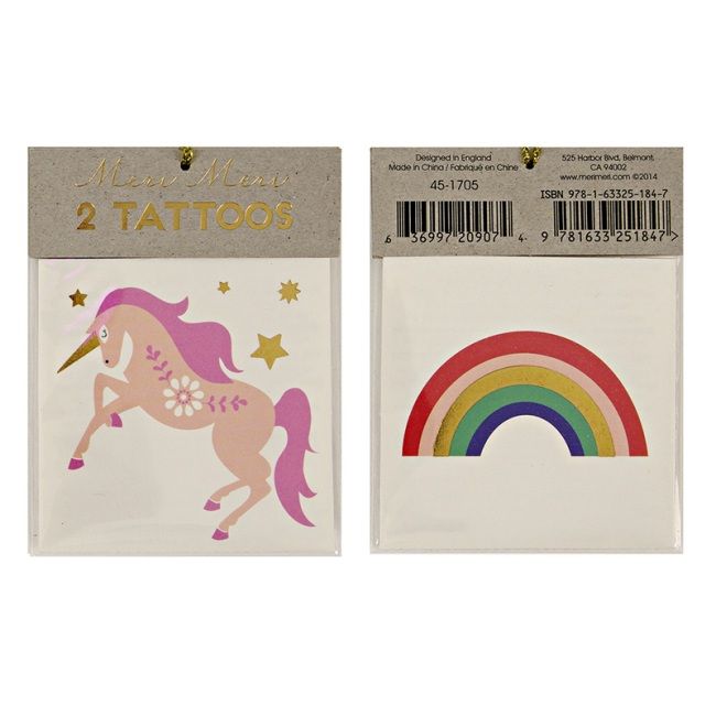 Meri Meri Unicorn & Rainbow Tattoo