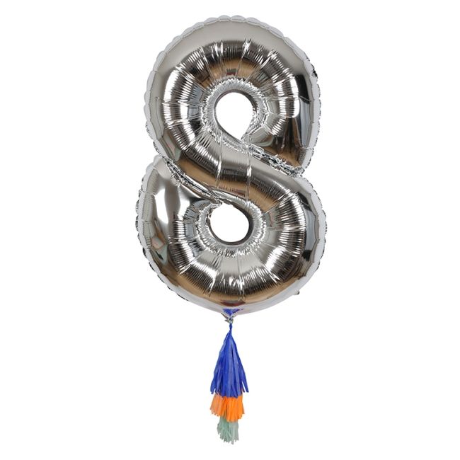 Meri Meri - Fancy Number 8 Balloon 40\ - Sliver"