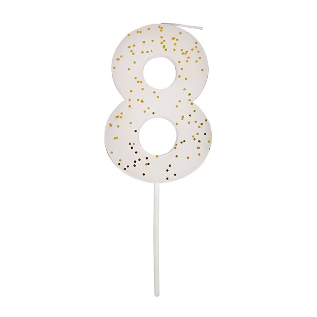 Meri Meri White Number 8 Candle