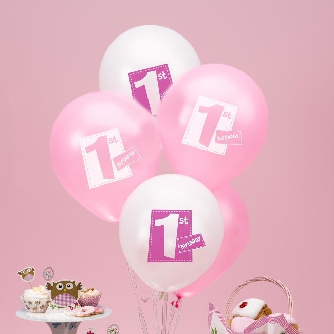 Neviti 1st Birthday Balloons Pink