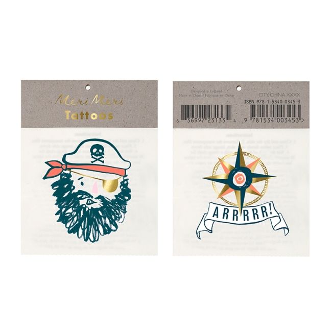 Meri Meri Bearded Pirate Tattoos