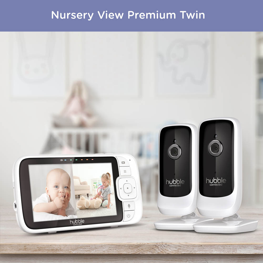 Hubble - connected Nursery View Premium Twin Cameras Video Baby Monitor - White