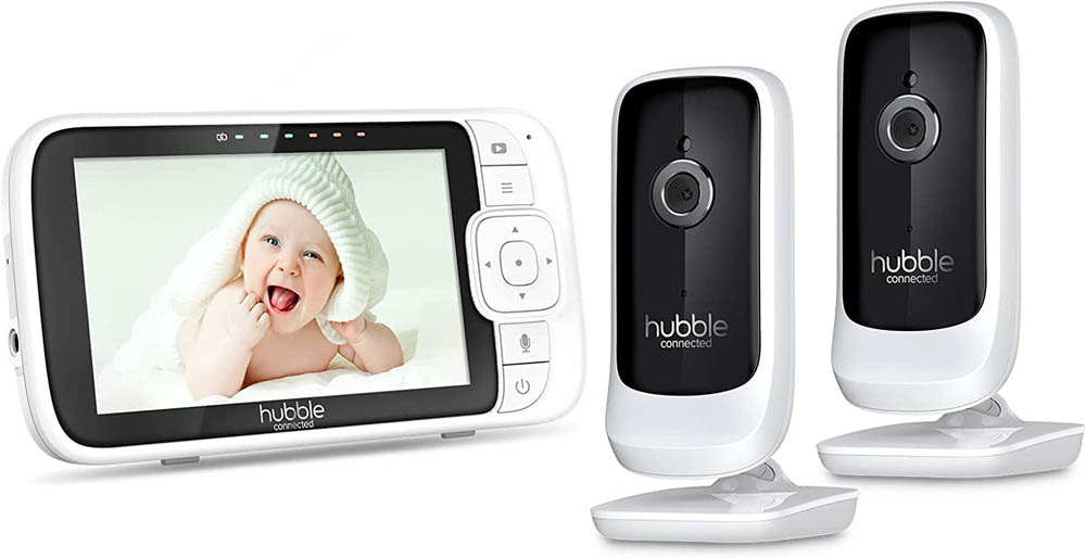 Hubble - connected Nursery View Premium Twin Cameras Video Baby Monitor - White