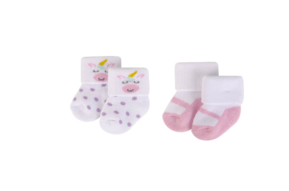 Hudson Childrenswear - Baby Socks And Mittens Set 4Pc Unicorn - Pink Multicolor