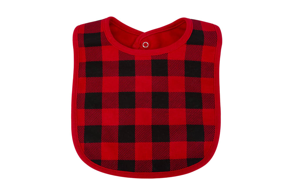 Hudson Childrenswear - Bib & Socks Set 5Pc Baby Bear Plaid - Red