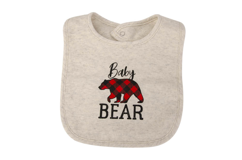Hudson Childrenswear - Bib & Socks Set 5Pc Baby Bear Plaid - Red