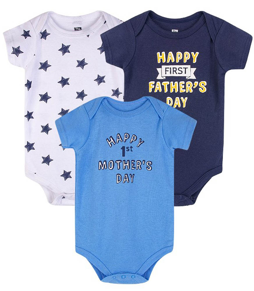 Hudson Childrenswear - Bodysuit 3pcs Set Short Sleeve Mummys Boy - Blue
