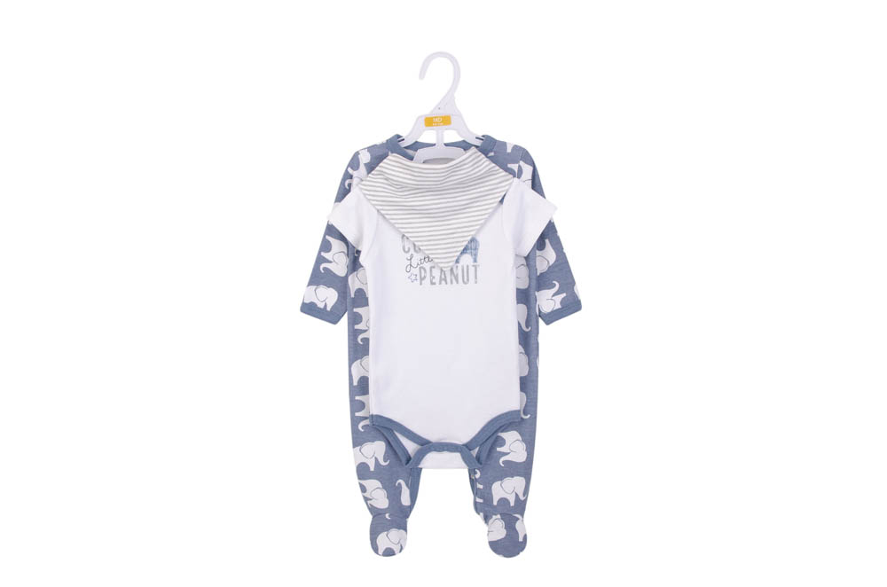 Hudson Childrenswear - Layette Set 3pc Blue Elephant - Blue