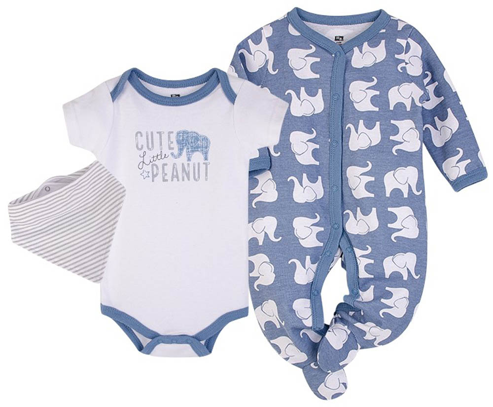 Hudson Childrenswear - Layette Set 3pc Blue Elephant - Blue