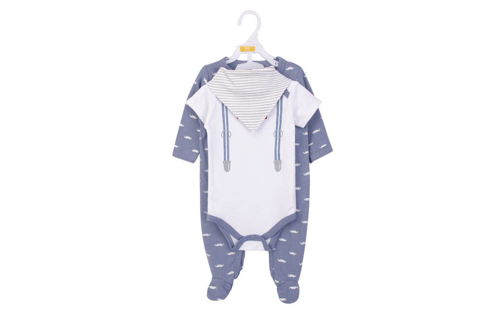 Hudson Childrenswear - Layette Set 3pc Bow Tie - Blue