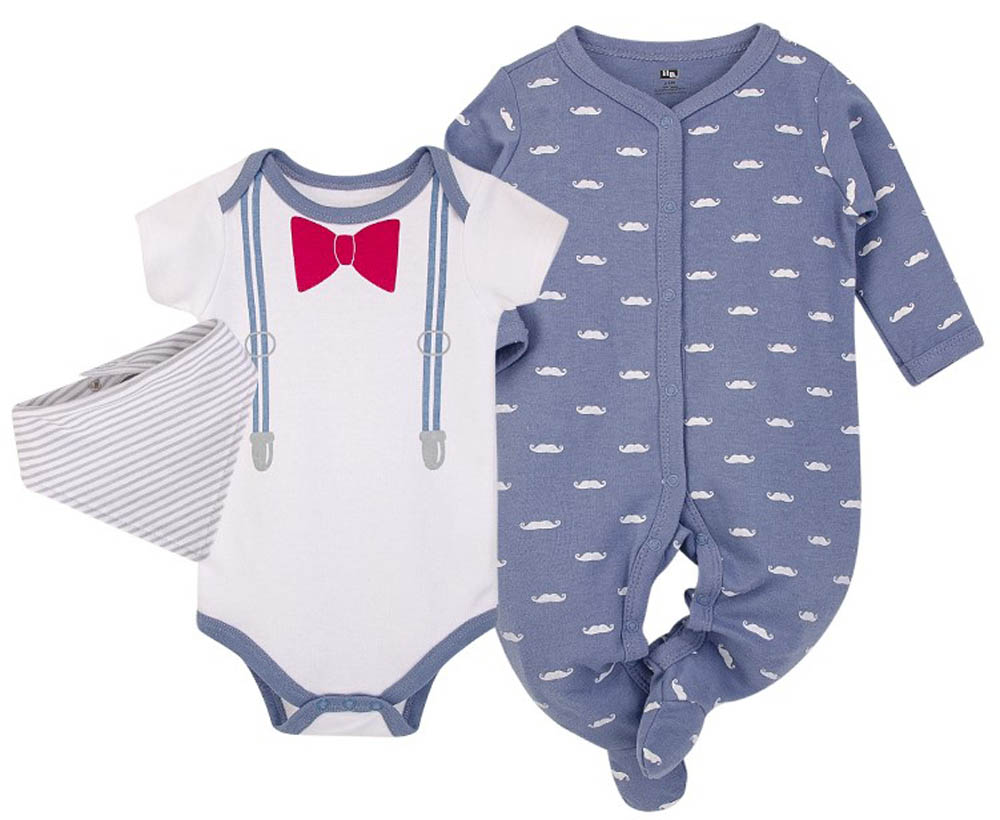 Hudson Childrenswear - Layette Set 3pc Bow Tie - Blue