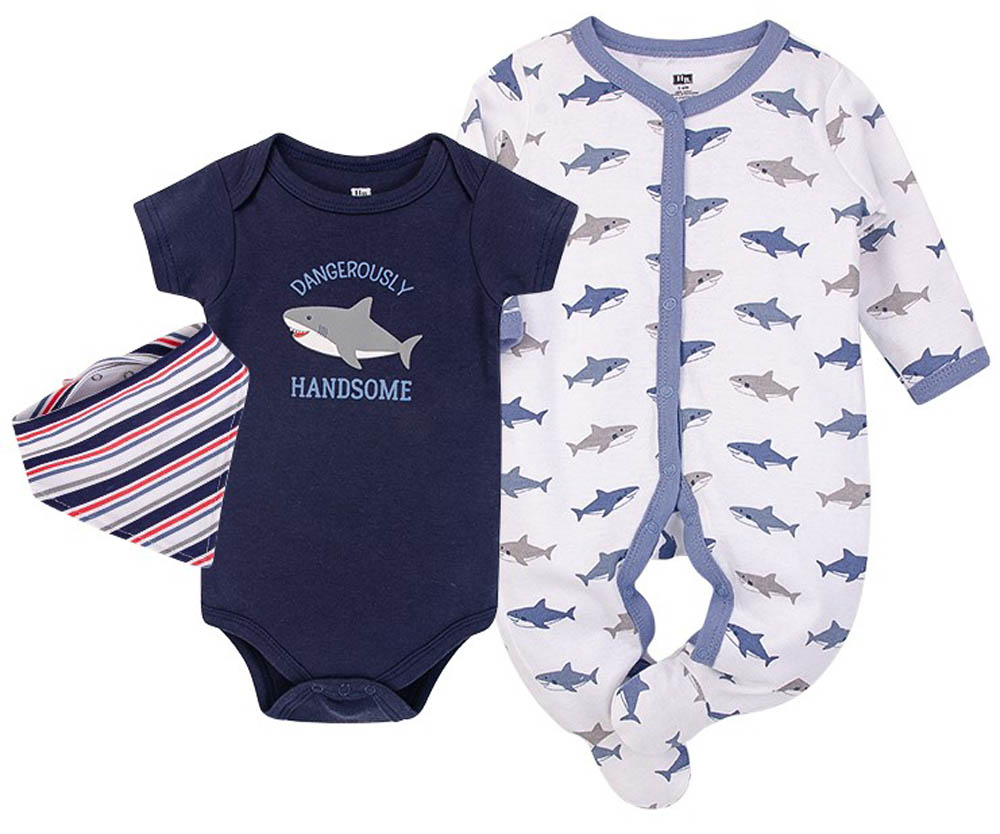 Hudson Childrenswear - Layette Set 3pc Sharks - Blue