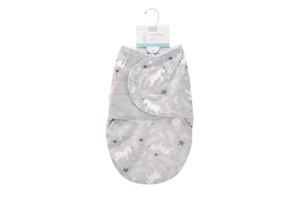 Hudson Childrenswear - Plush Swaddle Wrap Gray Unicorn - Grey
