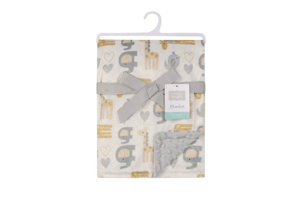 Hudson Childrenswear - Print Mink Blanket With Sherpa Backing Neutral Safari - Light Apricot