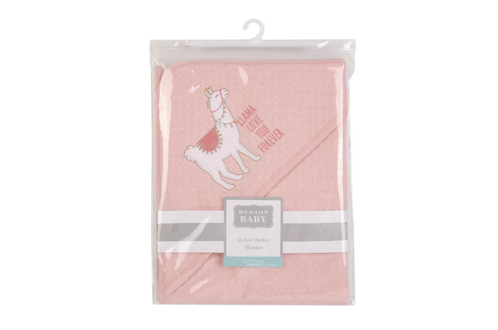 Hudson Childrenswear - Quilted Blanket With Hooded Alpaca - Dark Pink