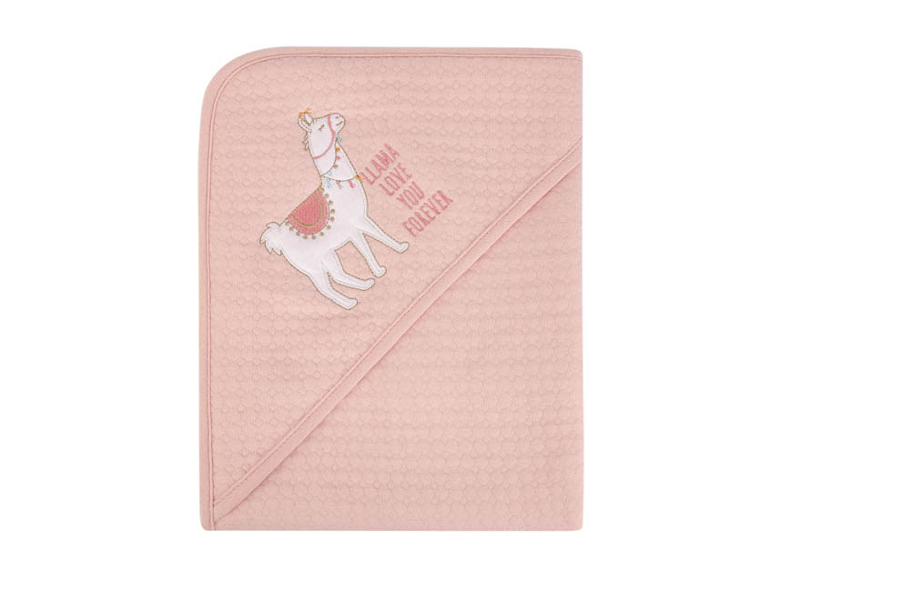 Hudson Childrenswear - Quilted Blanket With Hooded Alpaca - Dark Pink