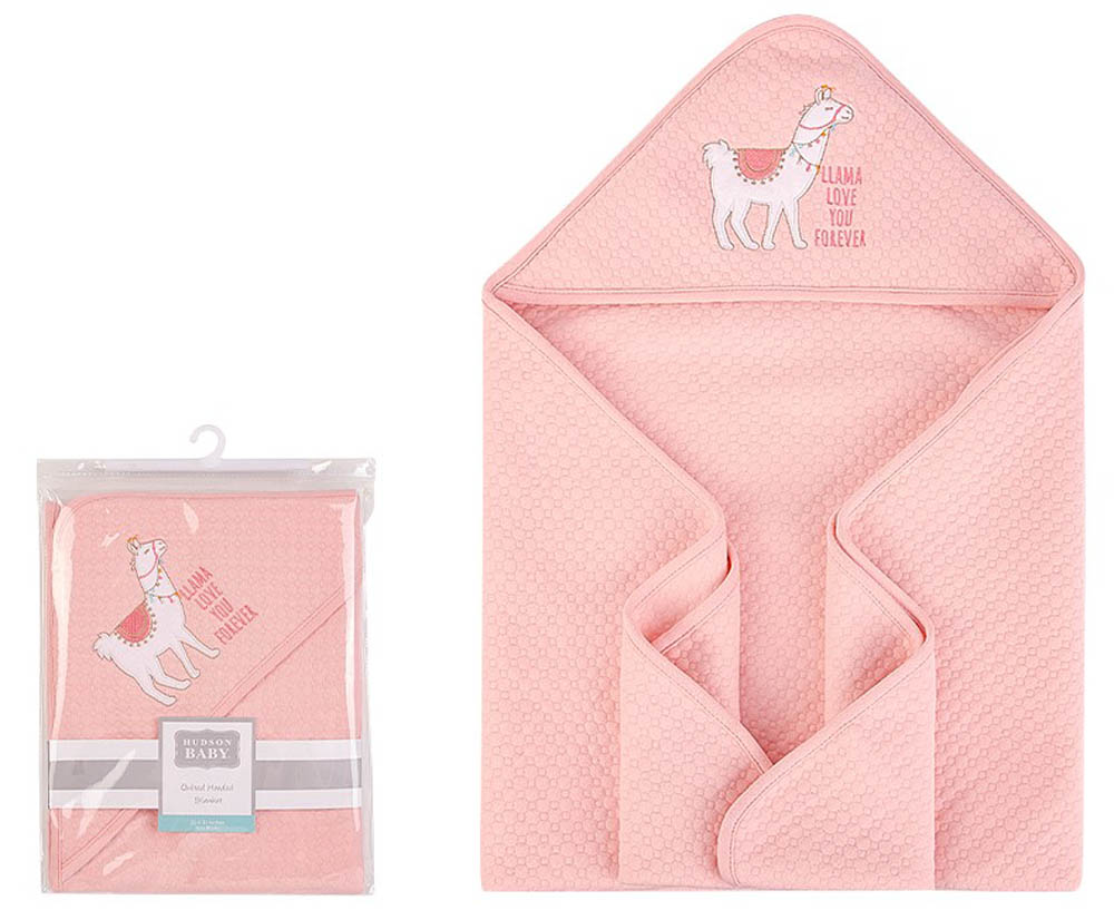 Hudson Childrenswear - Quilted Blanket With Hooded Alpaca - Dark Pink