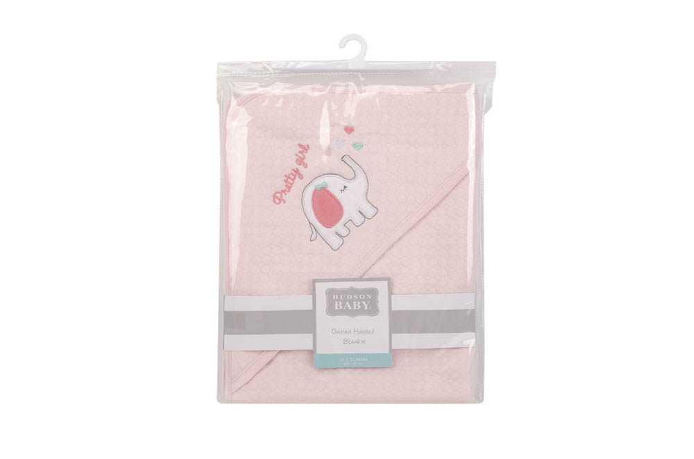 Hudson Childrenswear - Quilted Blanket With Hooded Elephant - Pink