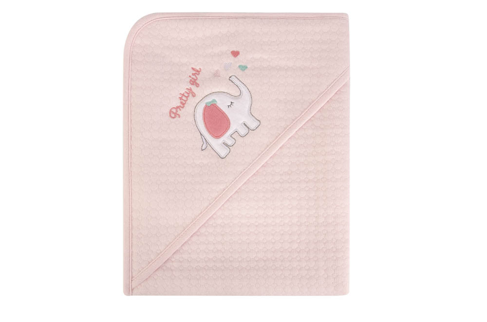 Hudson Childrenswear - Quilted Blanket With Hooded Elephant - Pink