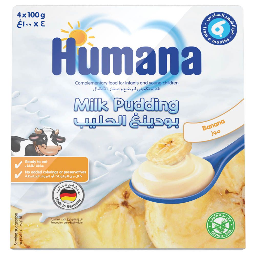 Humana - Milk Pudding Banana, Baby Snack, 4x100g