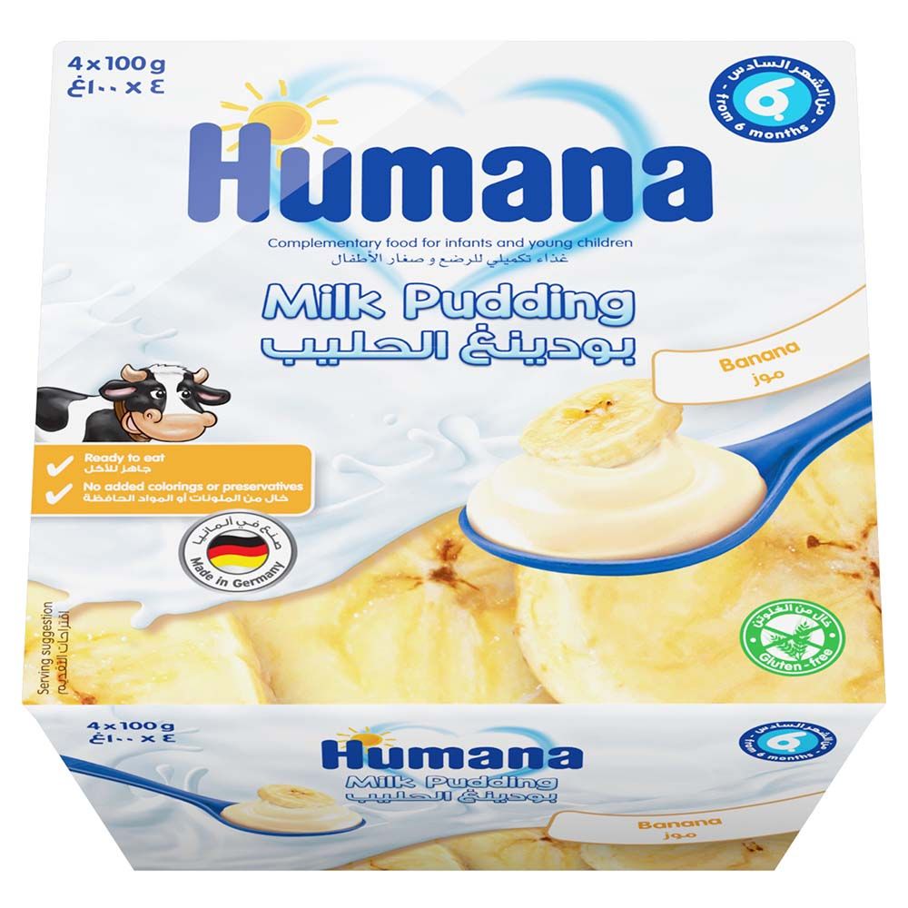 Humana - Milk Pudding Banana, Baby Snack, 4x100g