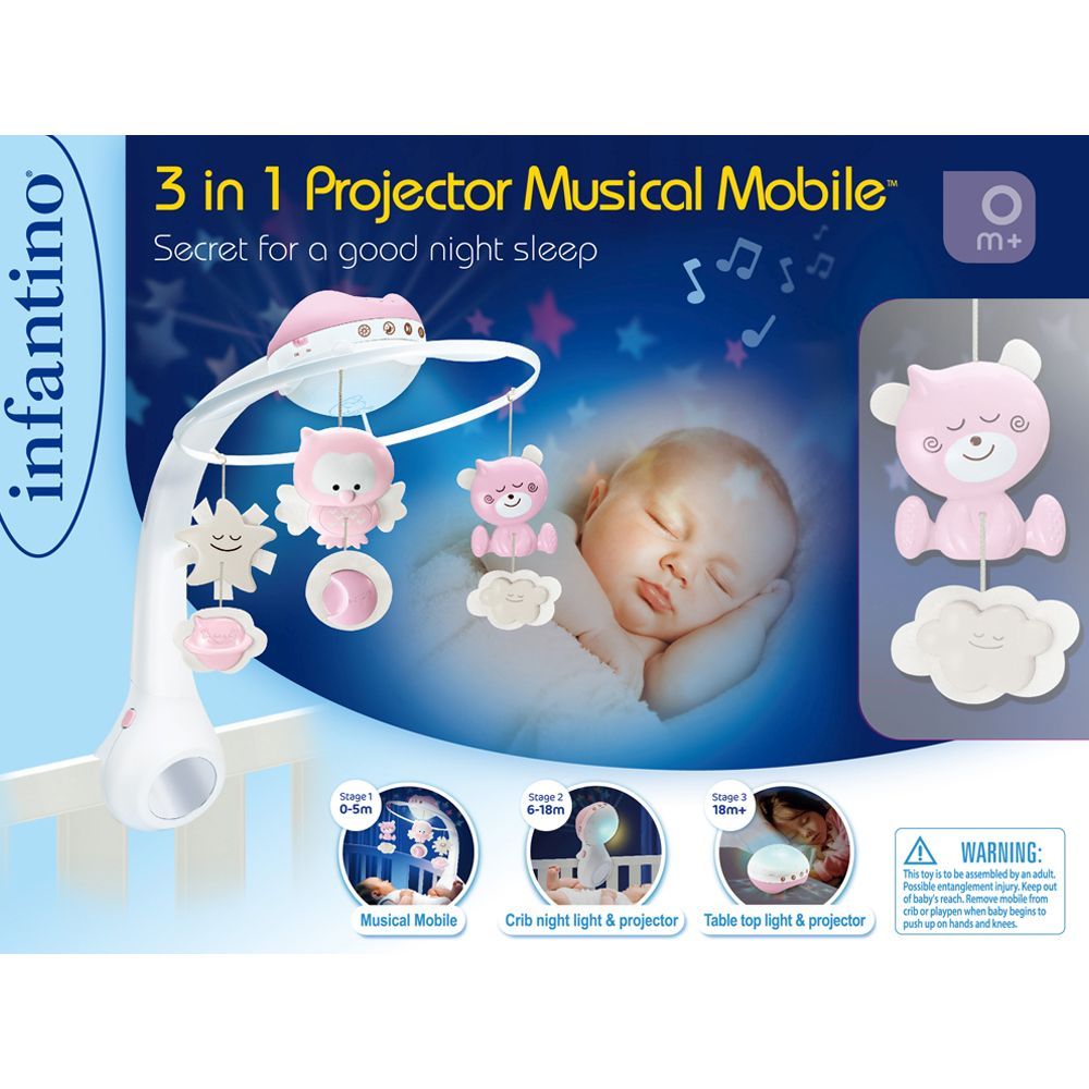 Infantino - 3-in-1 Projector Musical Mobile - Pink