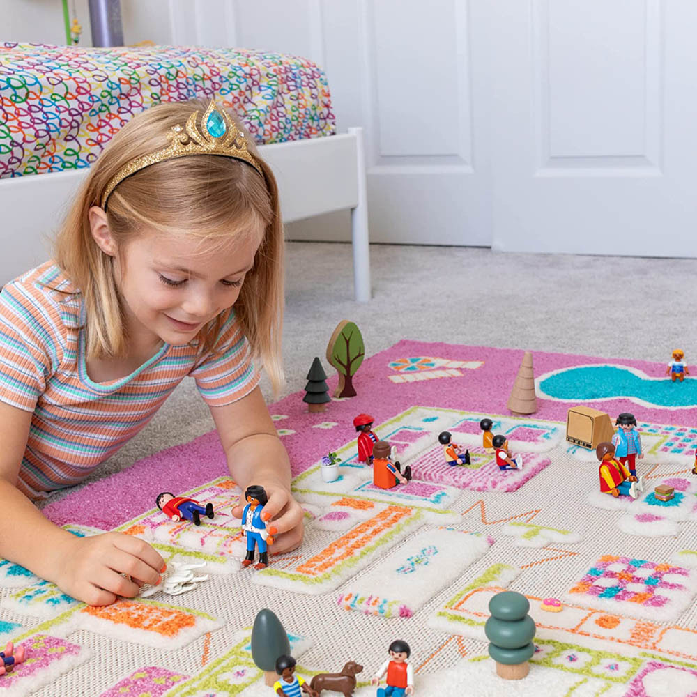 IVI - 3D Carpet Imaginative Play Mat Playhouse Pink Design - Large