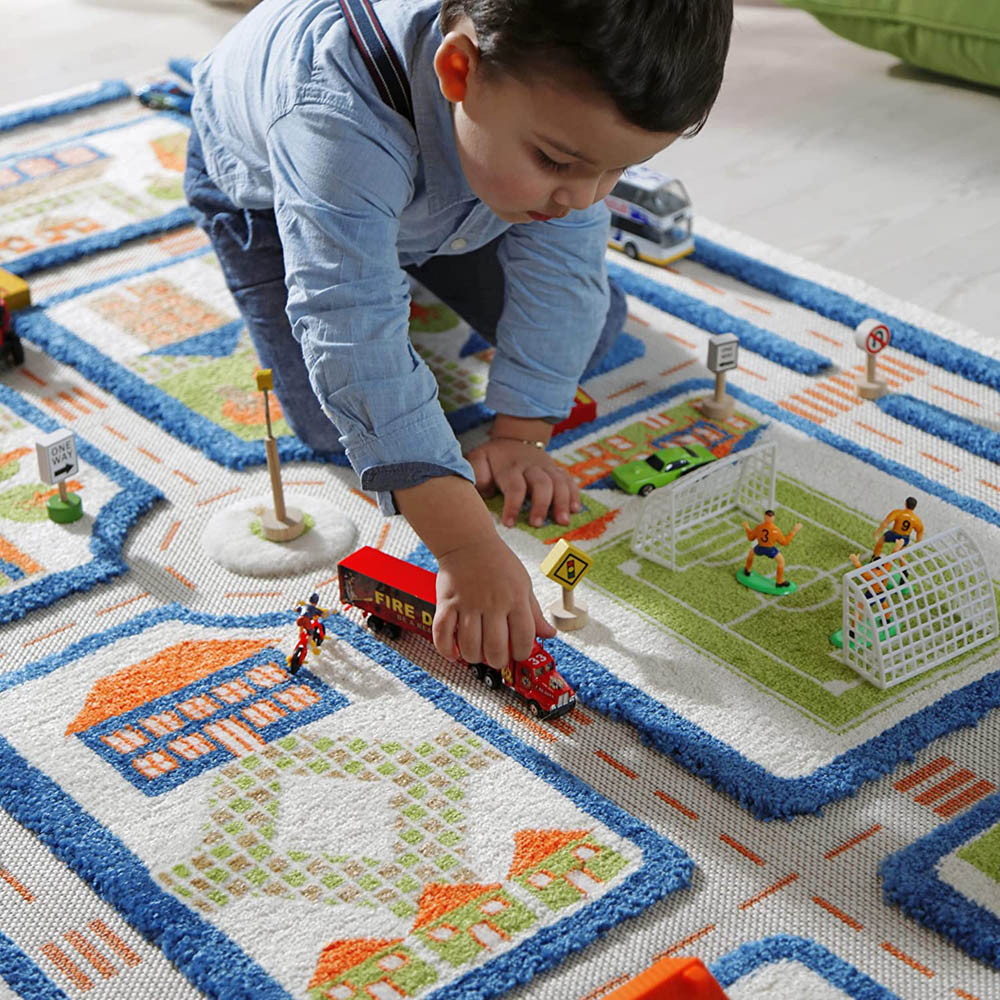 IVI - 3D Carpet Imaginative Play Mat Traffic Blue Design - Medium