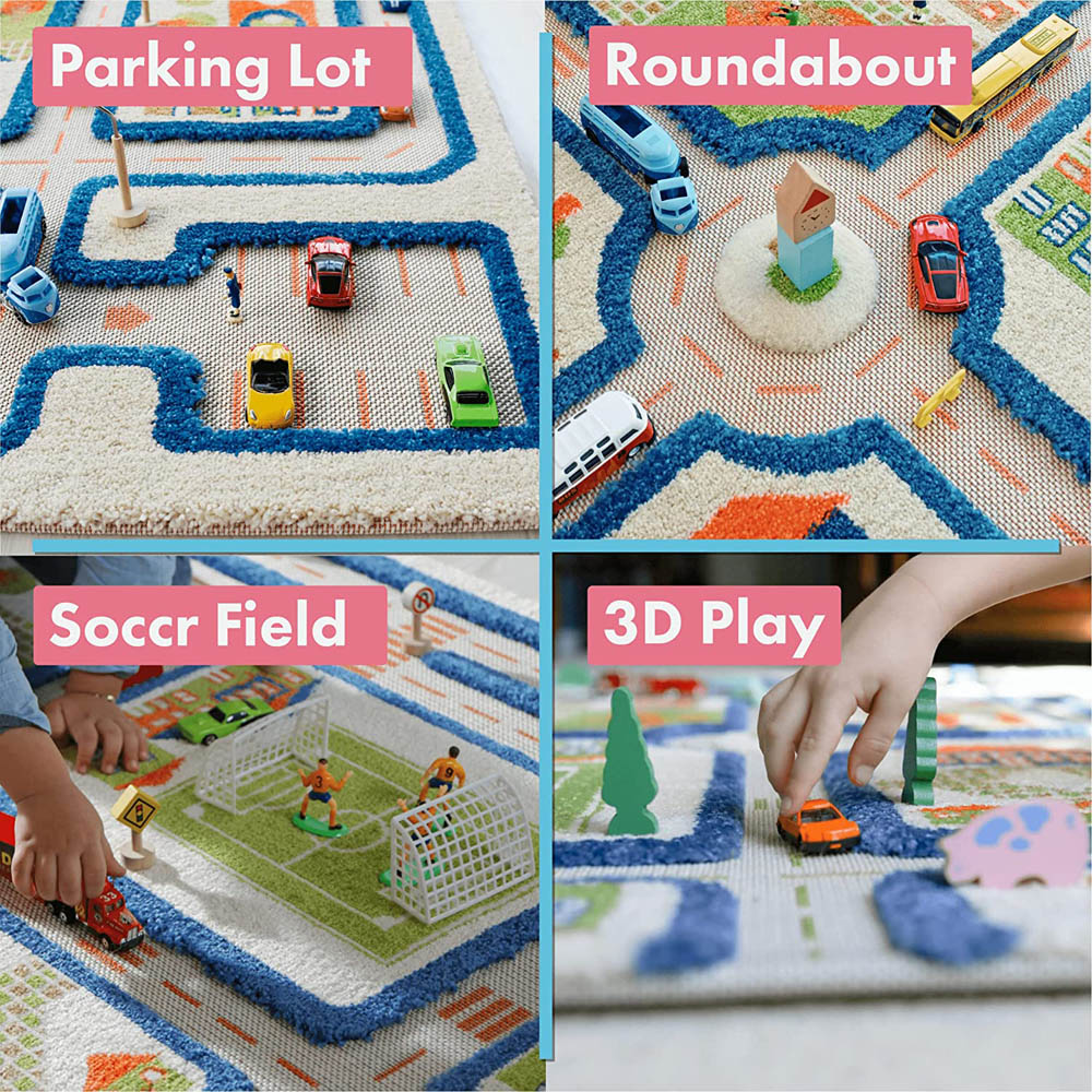 IVI - 3D Carpet Imaginative Play Mat Traffic Blue Design - Medium