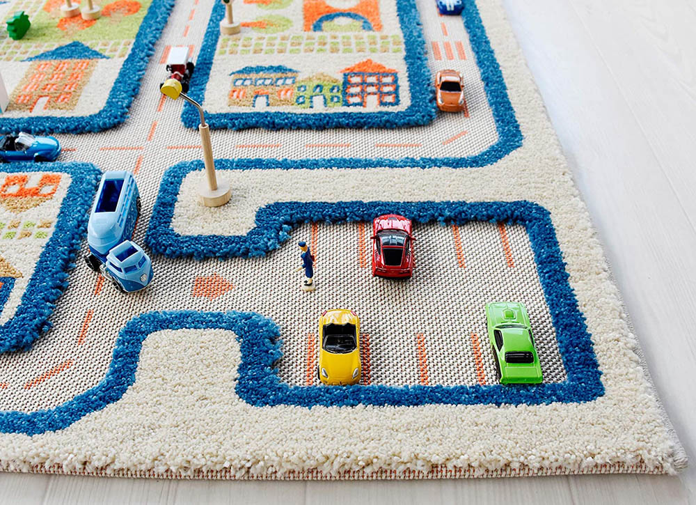 IVI - 3D Carpet Imaginative Play Mat Traffic Blue Design - Medium
