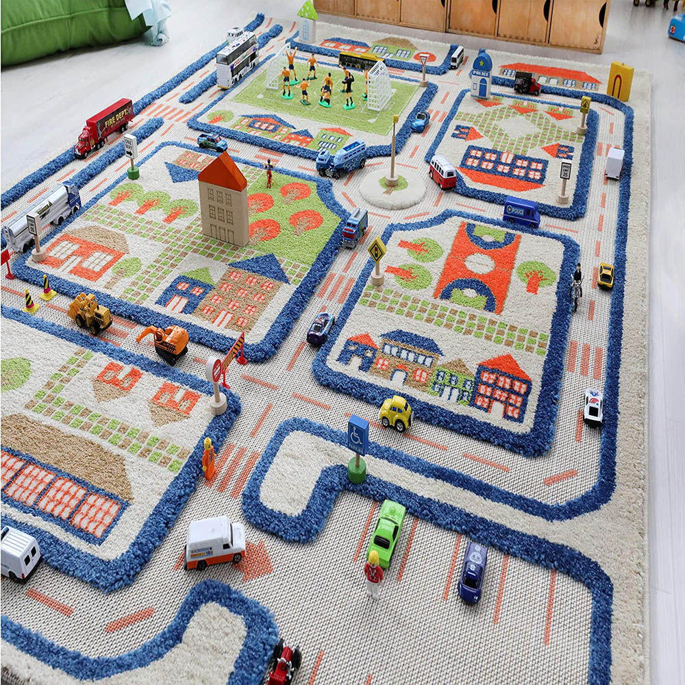 IVI - 3D Carpet Imaginative Play Mat Traffic Blue Design - Medium