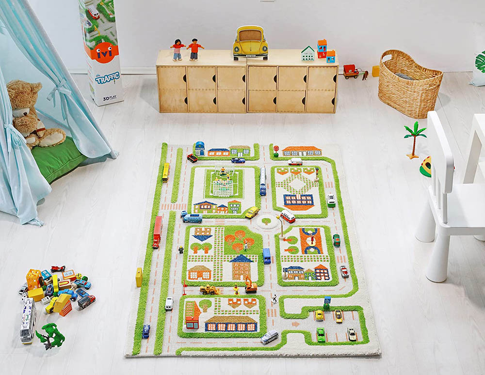 IVI - 3D Carpet Imaginative Play Mat Traffic Green Design - Large