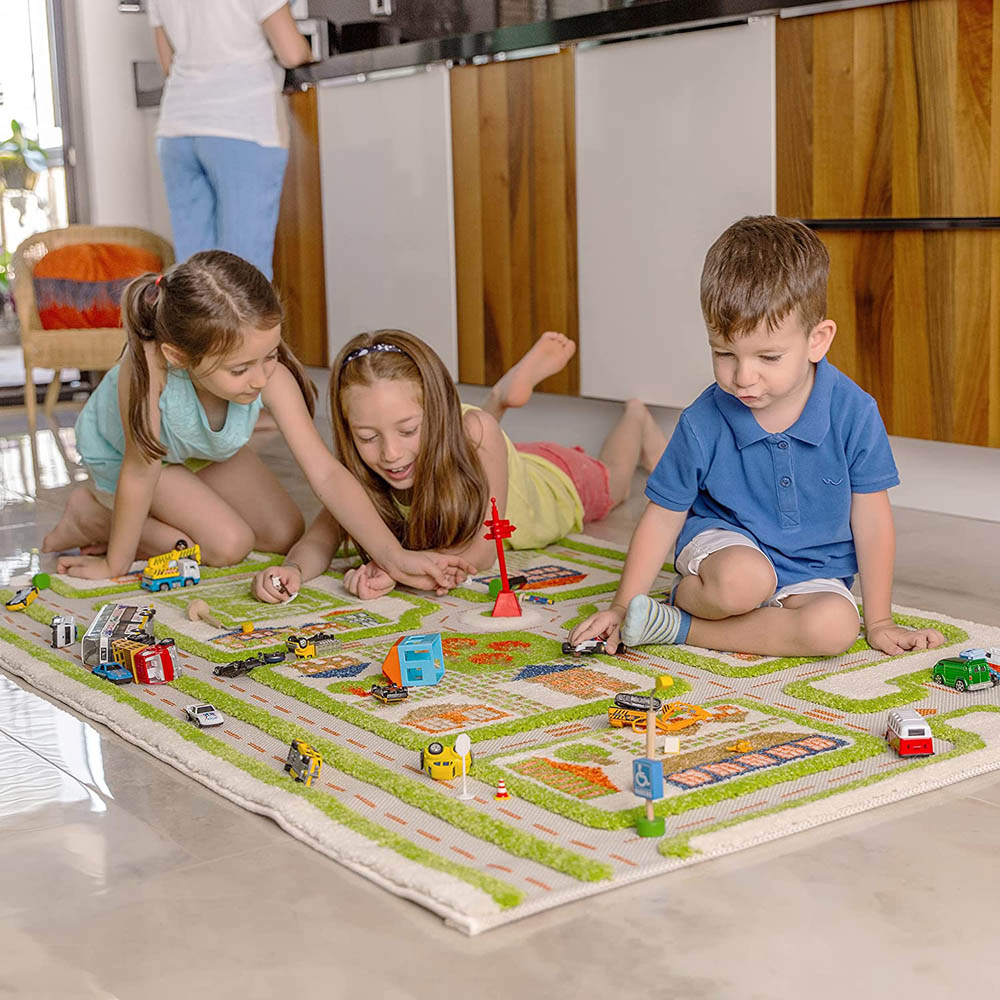 IVI - 3D Carpet Imaginative Play Mat Traffic Green Design - Large