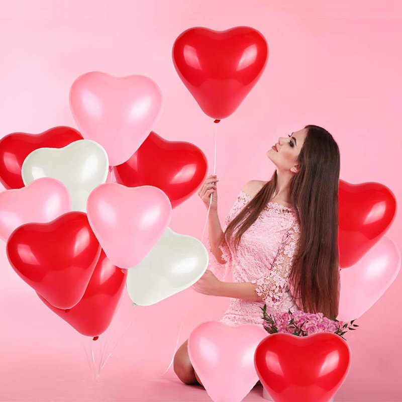 Jade - Valentines Day Heart Shape Latex Balloon 50pc-Set