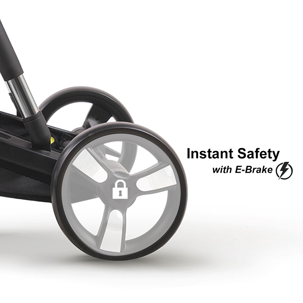 Jikel Diamond Electric Travel System Stroller, E-Brake, Headlights, 0-3 Years - Charcoal