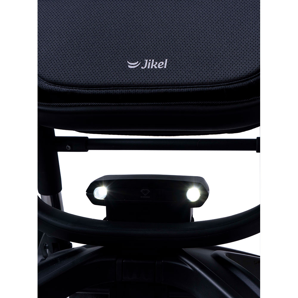 Jikel Diamond Electric Travel System Stroller, E-Brake, Headlights, 0-3 Years - Charcoal
