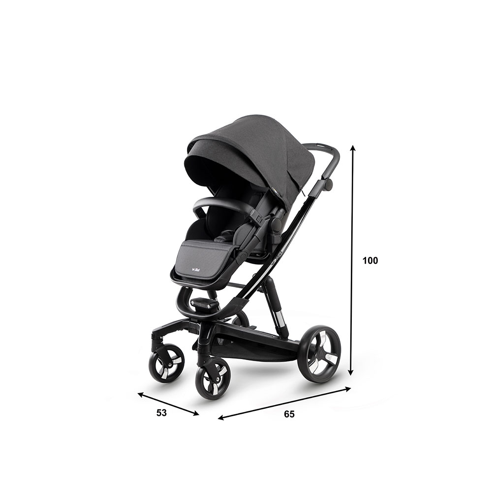Jikel Diamond Electric Travel System Stroller, E-Brake, Headlights, 0-3 Years - Charcoal
